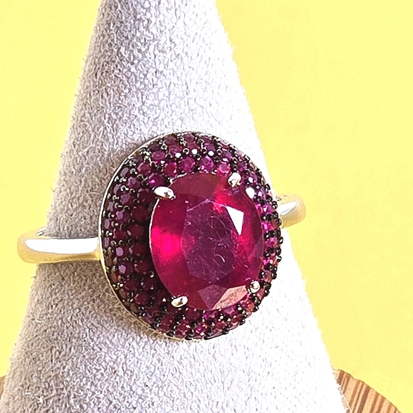 925 Sterling Silver Ring Sz 7.75  with Natural  Ruby Gemstone - Picture 12 of 15